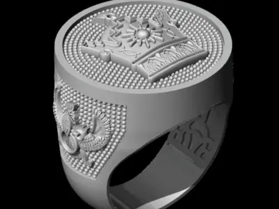  Farvahar and Crown Ring 3D print model