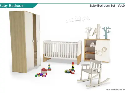 Wooden Baby Bedroom 3D model