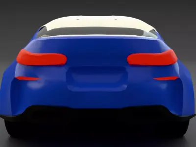 Modern Luxury Sedan Low Poly 3D Model Low-poly 3D model