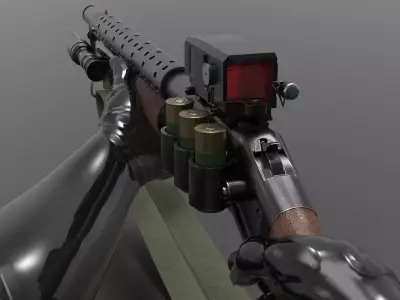 Winchester Model 1897 Shotgun Fps - Tps Low-poly 3D model