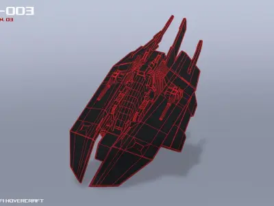 Scifi Hovercraft Low-poly 3D model