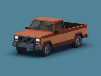 Stylized Cartoon Pickup Vehicle Low-poly 3D model