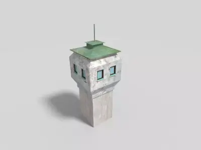 low poly military tower Low-poly 3D model