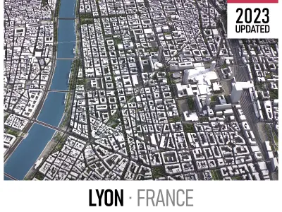 Lyon - 3D City Low-poly 3D model