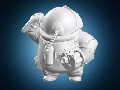 Heavy Armor Sci Fi Trooper with Gatling Gun 3D print model
