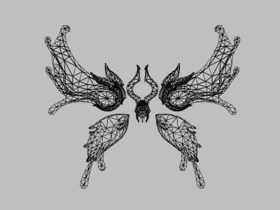 BlueGold Wing Low-poly 3D model