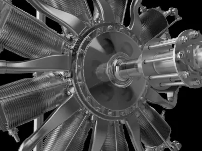 Bleriot star-shaped 9-cylinder flight engine 3D print model