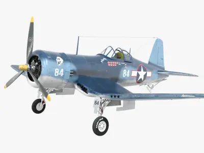 Chance Vought F4U Corsair - Whistling Death WW2 Warplane Low-poly 3D model