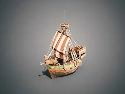 Cog ship Low-poly 3D model