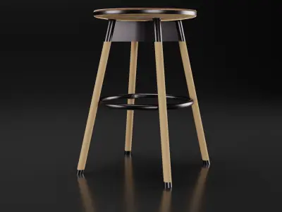 Chair wooden bar stool Free 3D model