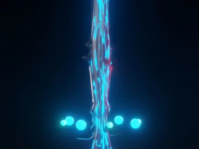 BLUE SWORD WITH ENERGY BALL AROUND Low-poly 3D model