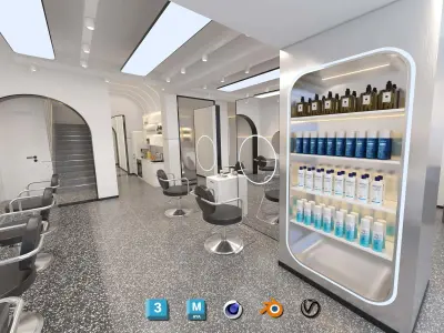 Complete Barber Shop Shampoo Room - High-Detail Collection Low-poly 3D model