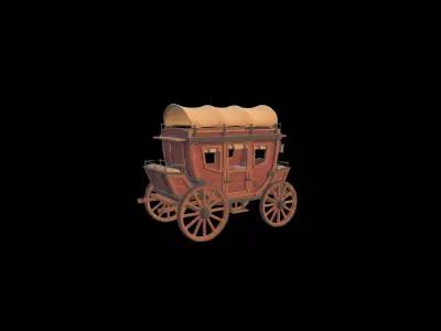 Low Poly Stylized Fantasy Stagecoach - PBR Low-poly 3D model