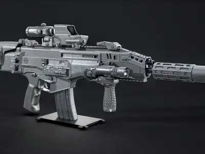Modern Assault Rifle Low-poly 3D model