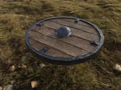 Stylized viking shield Low-poly 3D model