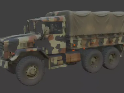 Military Camouflage Cargo Truck 3D Model 3D model