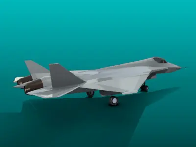  Sukhoi pak-fa t-50 military aircraft Low-poly 3D model