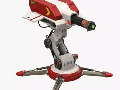 Cosmo-Modern Laser Turret -Ray of Defense Low-poly 3D model