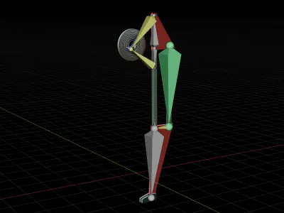 Humanoid leg mechanism rigged 3D model