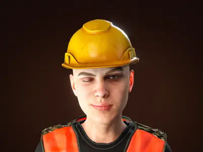 High Quality Female Army Worker Low-poly 3D model