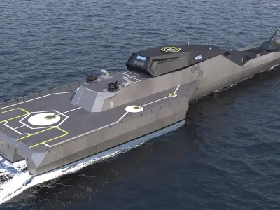 Blue Shark Frigate Rigged 3D model