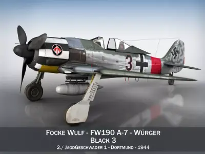 Focke Wulf - FW190 A7 - Black 3 3D model
