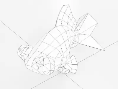 Telescope goldfish low poly toon 3d model  Low-poly 3D model