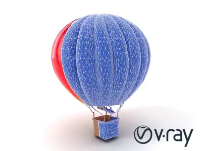 Classic Hot Air Balloon Sunset Gradient model pack Low-poly 3D model