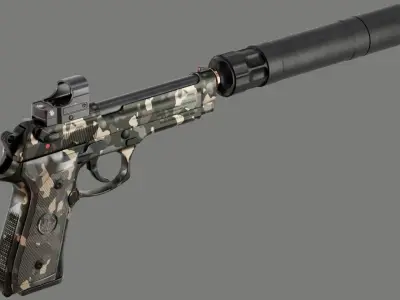 M9A1 With Silencer Reddot Low-poly 3D model