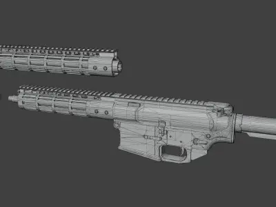 Noveske receiver with handguards Low-poly 3D model