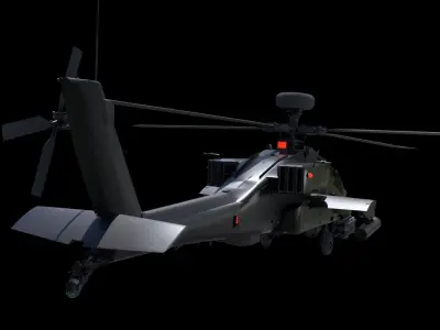 Helicopter Apache Lowpoly 4k Low-poly 3D model