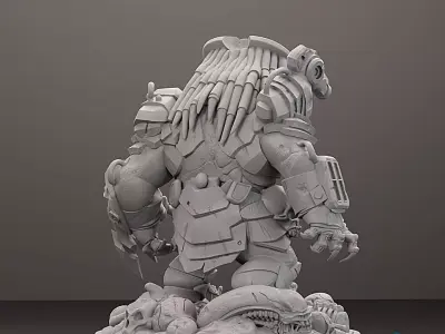 Chibi Galactic Predator - 3D STL Miniature - with Scenic Base 3D print model