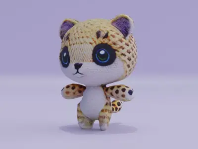 Amigurami Cheetah Fluffy Yarn Toy Low-poly 3D model