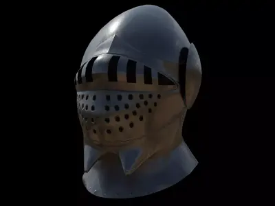 Medieval Knight Helmet Game-Ready PBR 3D Model Low Poly Low-poly 3D model