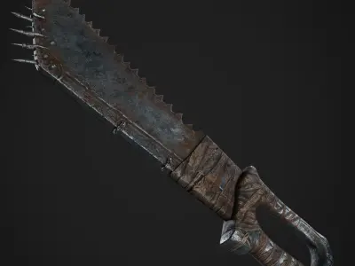 Post Apocalyptic Weapons - Saw Sword Free low-poly 3D model