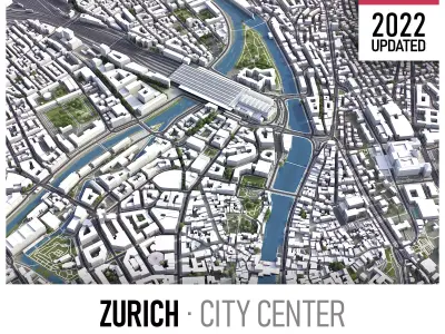 Zurich Low-poly 3D model