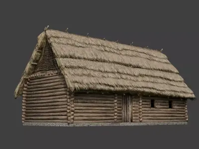 Medieval Houses Thatched Roofs - game ready Low-poly 3D model