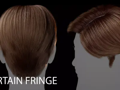 Curtain - Fringe Center - Part Hairstyle - Game Ready Hair Low-poly 3D model