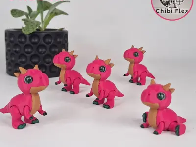 Flexi Mini Carnotaurus Print In Place No Supports Free 3D print model