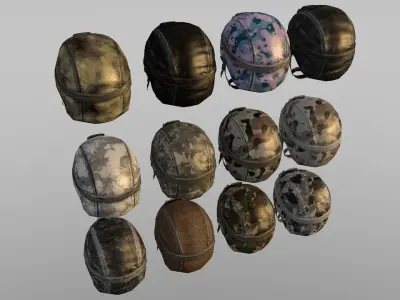 Military helmets Low-poly 3D model
