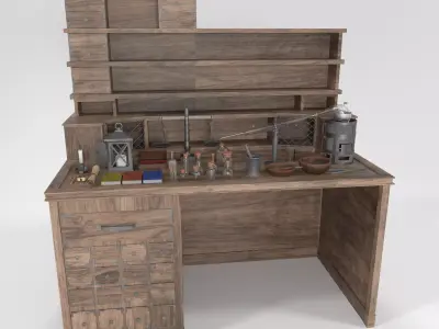Medieval Alchemist Set Free low-poly 3D model