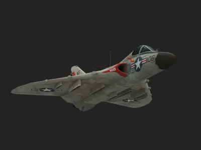  Douglas F4D Skyray jet fighter Hand painted game model Low-poly 3D model