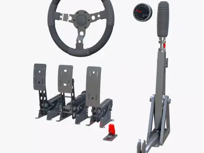 Steering Wheel Pedal Handbrake Racing Kit M1 3D model