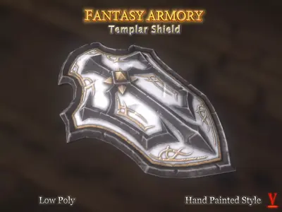 Fantasy Armory - Templar Shield  Low-poly 3D model