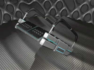 Sci-Fi Stairs - 7- Silver Blue Neon Light Version Low-poly 3D model