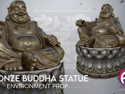 Gameready Buddha Statue Low-poly 3D model