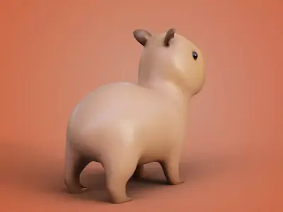 Stylized Low-Poly Capybara  Game-Ready 3D Model Low-poly 3D model