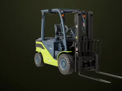 Forklift Truck03 Green All PBR Unity UE Textures 3D model