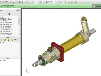 P-51D Mustang Strut Assembly - Hydraulic Tail Wheel Operating 3D print model