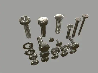 metal nut and bolt Pack 3D model